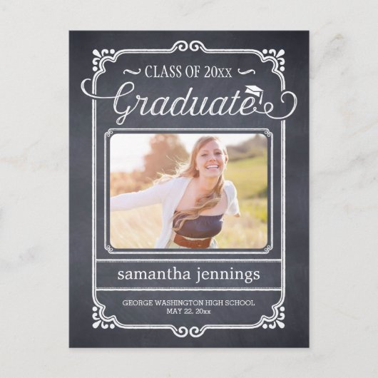 Chalked Lijst Afstuderen Aankondiging / Uitnodigin (Voorkant)