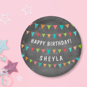 Chalkoard Bunting Flag Name Birthday Party Papieren Bordje
