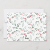 Chalky Brush Script Kerstmis Hollies Feestdagenkaart (Achterkant)