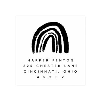 Chalky Rainbow Square Return Adres Stempel