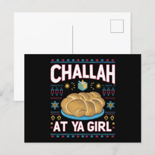 Challah At Ya Girl Grappig Hanukkah Eten Chanukah Briefkaart