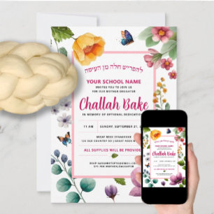 Challah Bake School Event Waterverf Floral Kaart