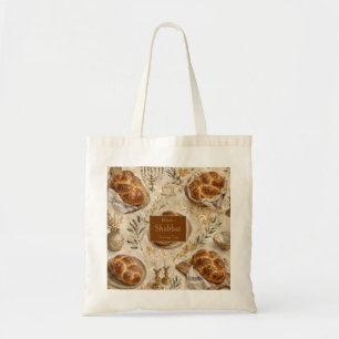 Challah botanisch, Beige goud, Rustieke sjabbat Tote Bag