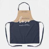 Challah is verliefd op Eetbaar NAVY & TAN Script Schort (Voorkant)