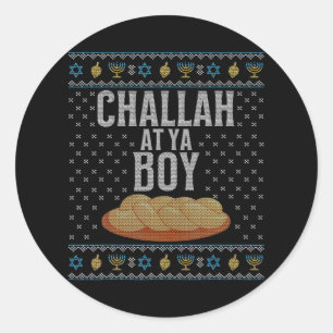 Challah op Ya Boy Grappige Lelijke Chanoeka Joods Ronde Sticker