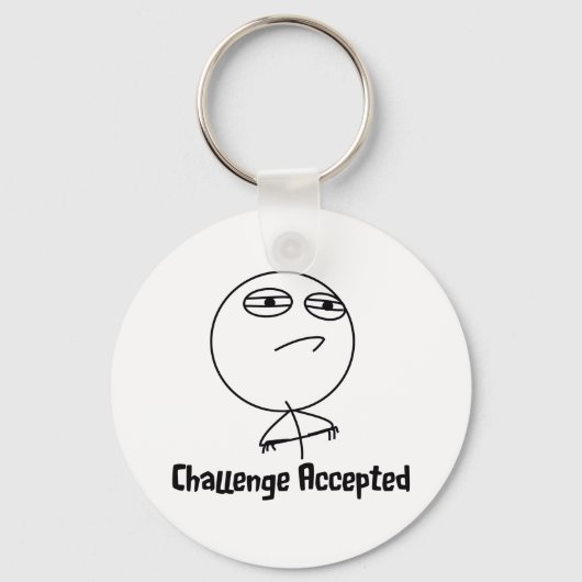 Challenge Accepted Black & White-tekst Sleutelhanger (Voorkant)