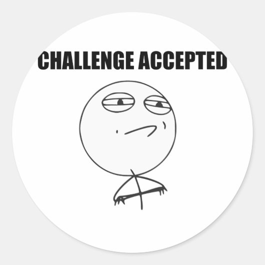 Challenge Accepted Rage Face Comic Meme Ronde Sticker (Voorkant)