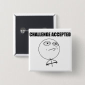 Challenge Accepted Rage Face Comic Meme Vierkante Button 5,1 Cm (Voorkant /achterkant)
