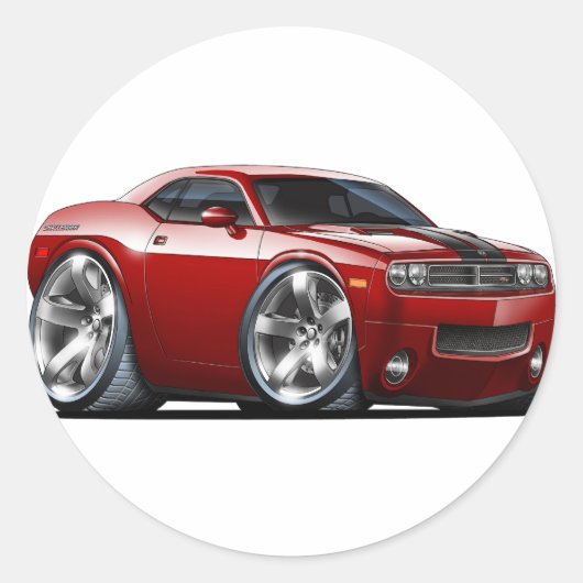 Challenger Maroon Auto Ronde Sticker (Voorkant)