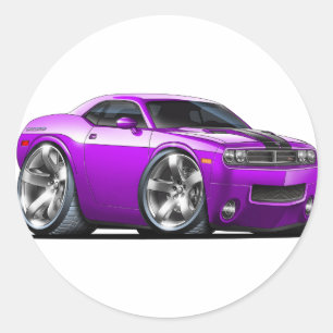 Challenger Paarse auto Ronde Sticker