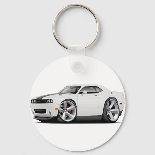 Challenger SRT8 Witte-Zwarte auto Sleutelhanger (Voorkant)