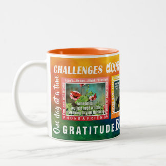 challenges slogans butterflies 12-step mug tweekleurige koffiemok