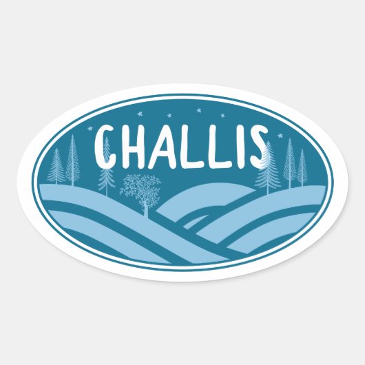 Challis Idaho Outdoors Ovale Sticker (Voorkant)