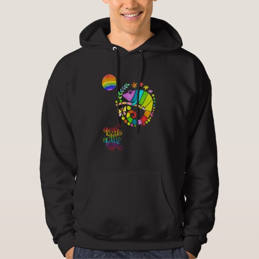 Chamaleon Watercolor Pride  Vibrant Rainbow Design Hoodie (Voorkant)