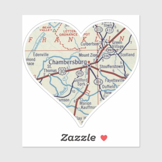 Chambersburg PA  kaart Sticker (Vel)