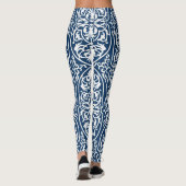 Chambray Blue Damask femmes Leggings (Dos)