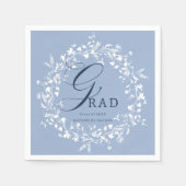 Chambray Blue White Wildflower Wreath Afstuderen Servet (Voorkant)