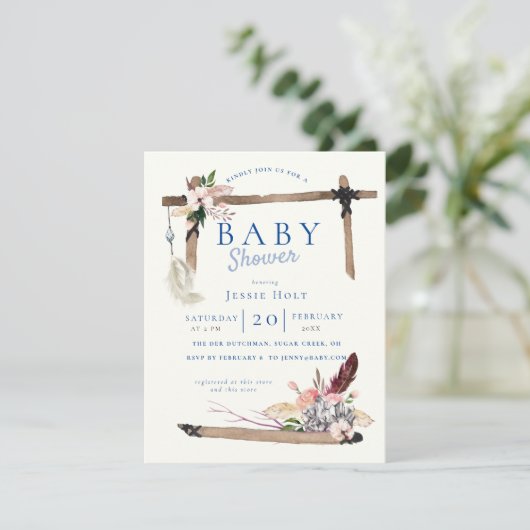 Chambray Boho BabyShower Kaart (Staand voorkant)