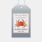 Chambray krab kustbruiloft cadeaulabel (Voorkant)