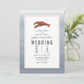 Chambray kreeft bruiloft kaart (Staand voorkant)