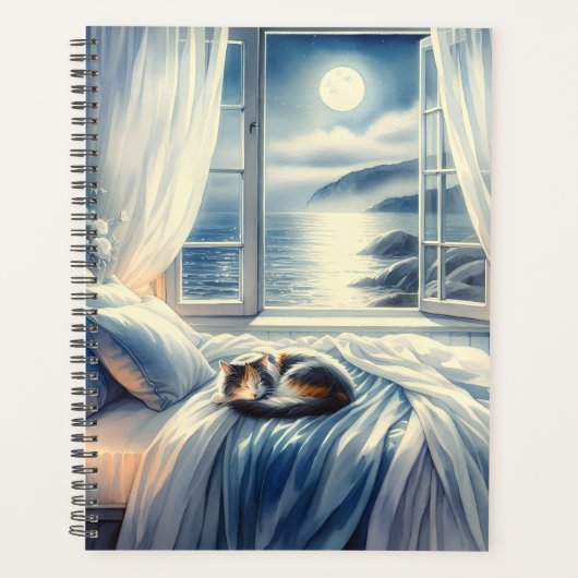 Chambre côtière au clair de lune avec chat endormi (Devant)