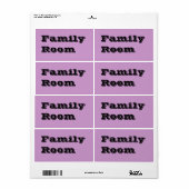 Chambre Familiale Étiquettes en Pale Lavender (Feuille entière)
