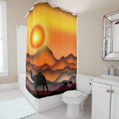 Chameau Douche rideau Désert coucher de soleil (En situation)