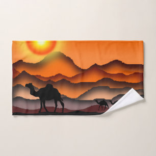 Chameaux Au Sunset Desert Serviettes De Bain - Pei