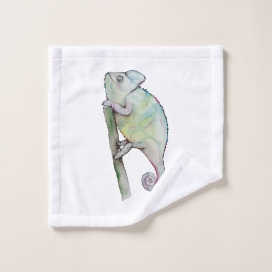 Chameleon à aquarelle mignonne (Gant de toilette)