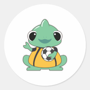 Chameleon als Goalkeeper met Voetbal Ronde Sticker