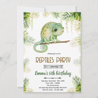 Chameleon birthday party invitation kaart