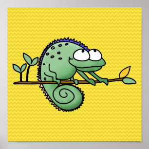 Chameleon Cartoon Lizard Cute Poster