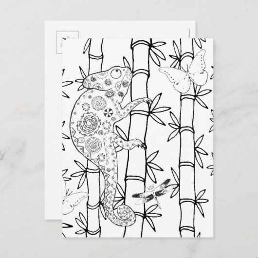 Chameleon Doodle Briefkaart (Voorkant / Achterkant)