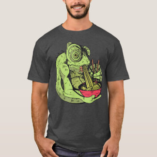 Chameleon Eating Ramen Noodles Funny  T-shirt