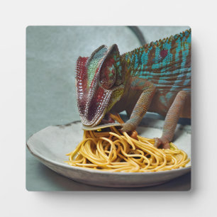 Chameleon Eating Spaghetti Fotoplaat