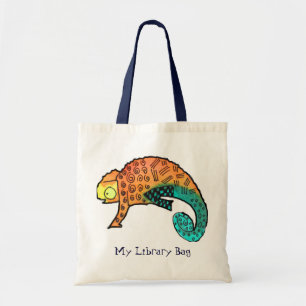 Chameleon encre reptile mignon sac bibliothèque po