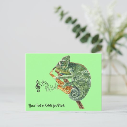 Chameleon Jazz Saxophone - aangepaste tekst Briefkaart (Staand voorkant)