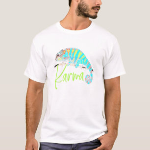 Chameleon Karma Pun Retro 1980s Lizard T-shirt