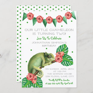 Chameleon Lizard Second Birthday Kaart