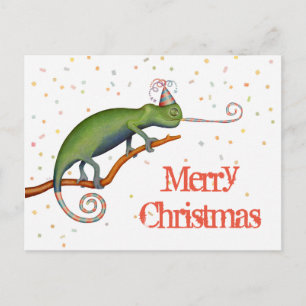 Chameleon met Kerstmis. Briefkaart