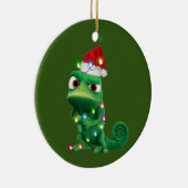 Chameleon met Pet kerstmis Keramisch Ornament (Rechts)