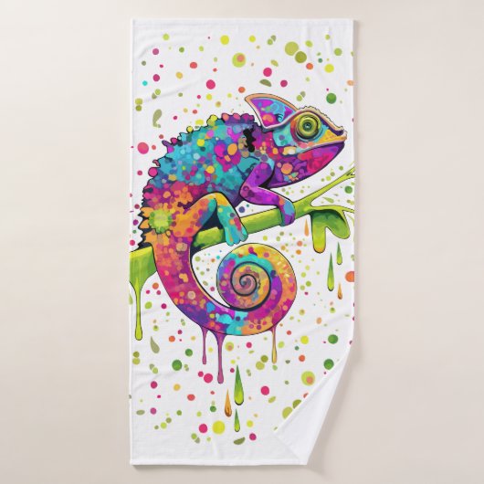 Chameleon Paint Vlekken Waterverf Style Bad Handdoek (Badhanddoek)