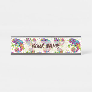 Chameleon Paint Vlekken Waterverf Style Bureau Naambordje
