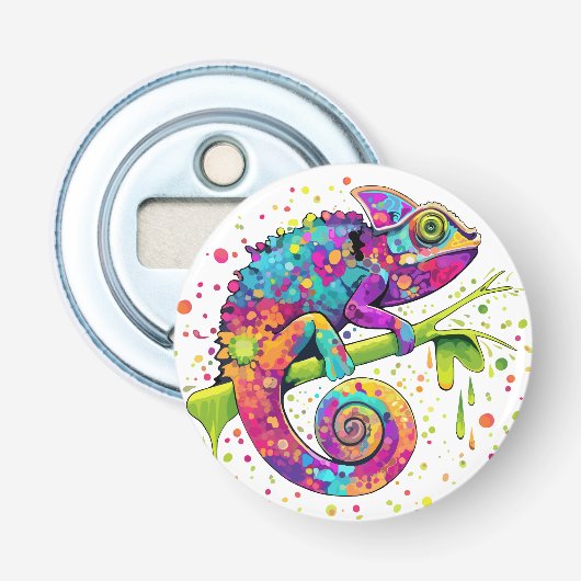Chameleon Paint Vlekken Waterverf Style Button Flesopener (Voorkant)