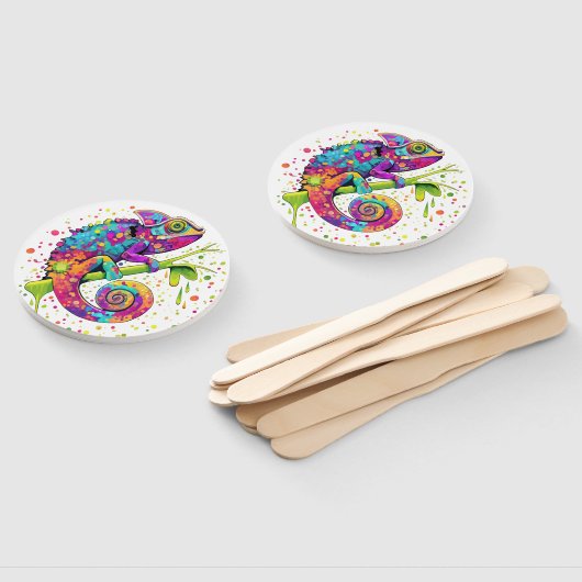 Chameleon Paint Vlekken Waterverf Style Handwaaier (Niet-gemonteerd)