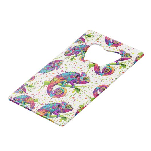 Chameleon Paint Vlekken Waterverf Style Kredietkaart Flessenopener (Voorkant Gekanteld)