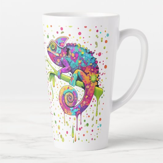 Chameleon Paint Vlekken Waterverf Style Latte Mok (Rechts)