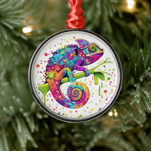 Chameleon Paint Vlekken Waterverf Style Metalen Ornament (Boom)