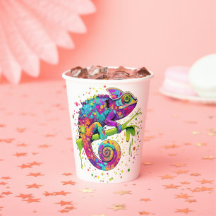 Chameleon Paint Vlekken Waterverf Style Papieren Bekers