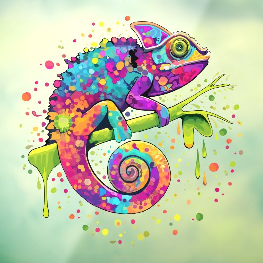 Chameleon Paint Vlekken Waterverf Style Raamsticker (Vel 3)